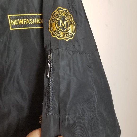 Black Flight Bomber Men's Jacket with Cool Patches XL - Picture 10 of 13